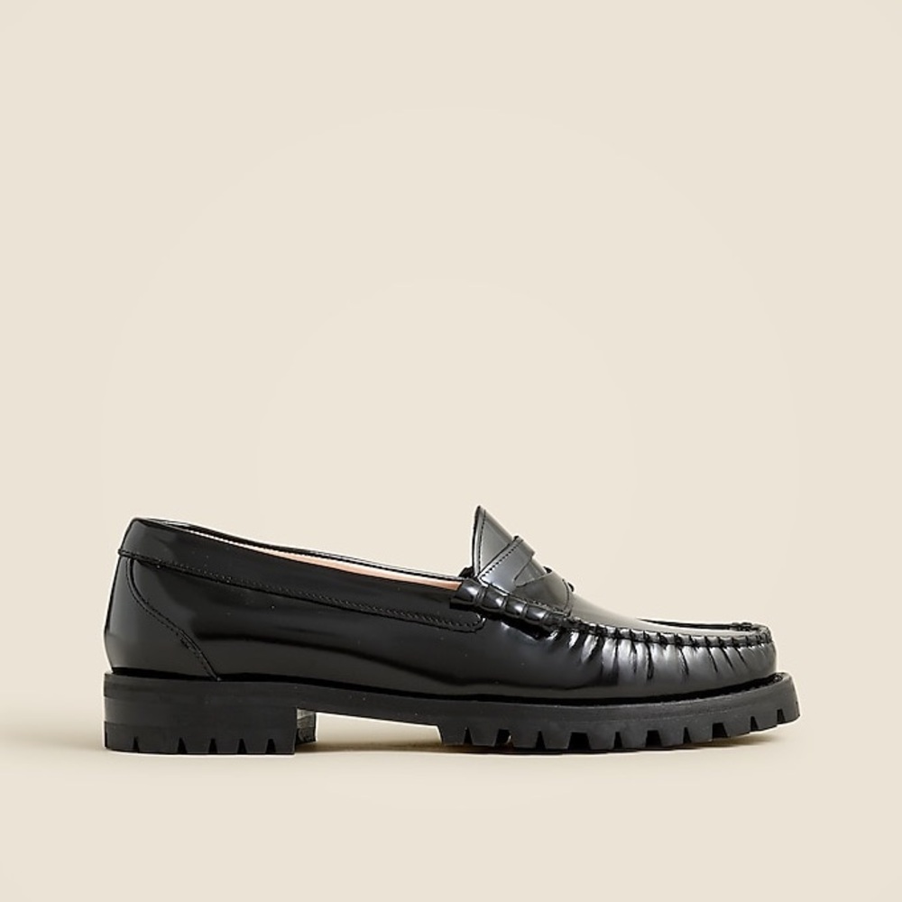 J. Crew Winona lug sole black leather loafers. Sz 7.5 New in box